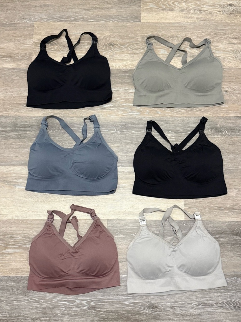 Seamless Cross-Back Comfort Nursing Bras - Black, Gray, Blue, Mauve, Light Gray